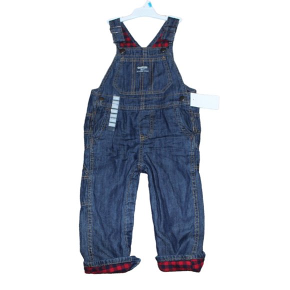 OshKosh B'gosh Other - OshKosh B'Gosh Denim Lined Overalls Jean Red Baby Boys Size 24M 24 months NWT